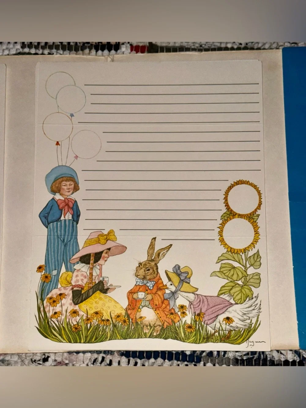 1970s ‘Fantasy Friends’ Stationery Set Bunny Tea Party Anthropomorphic Animals